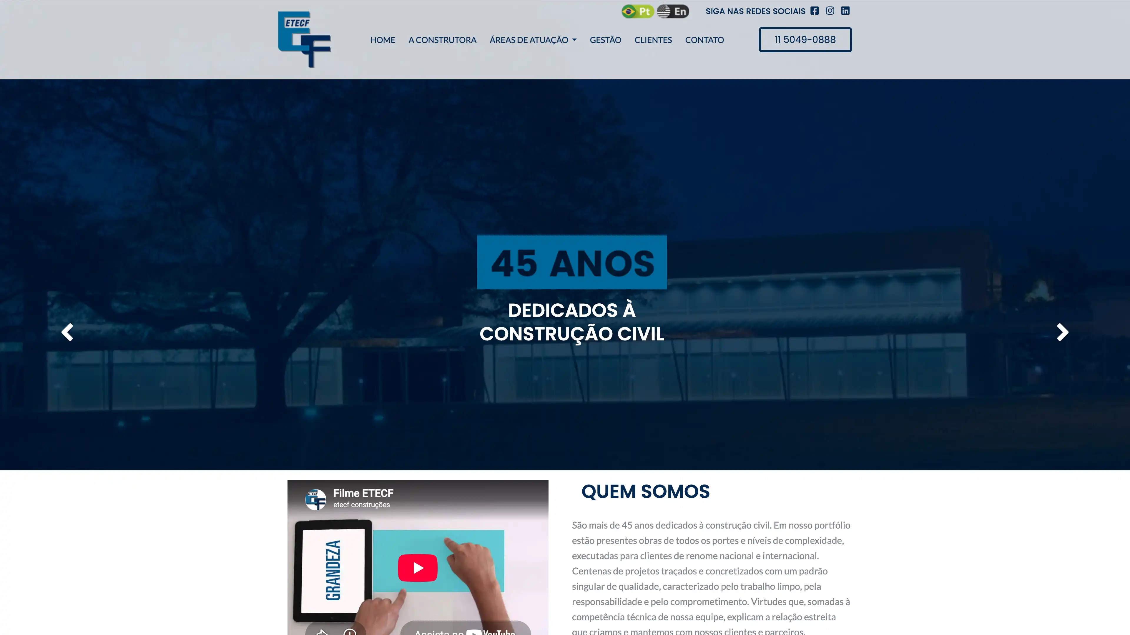 Site para empresa de construção civil - ETECF