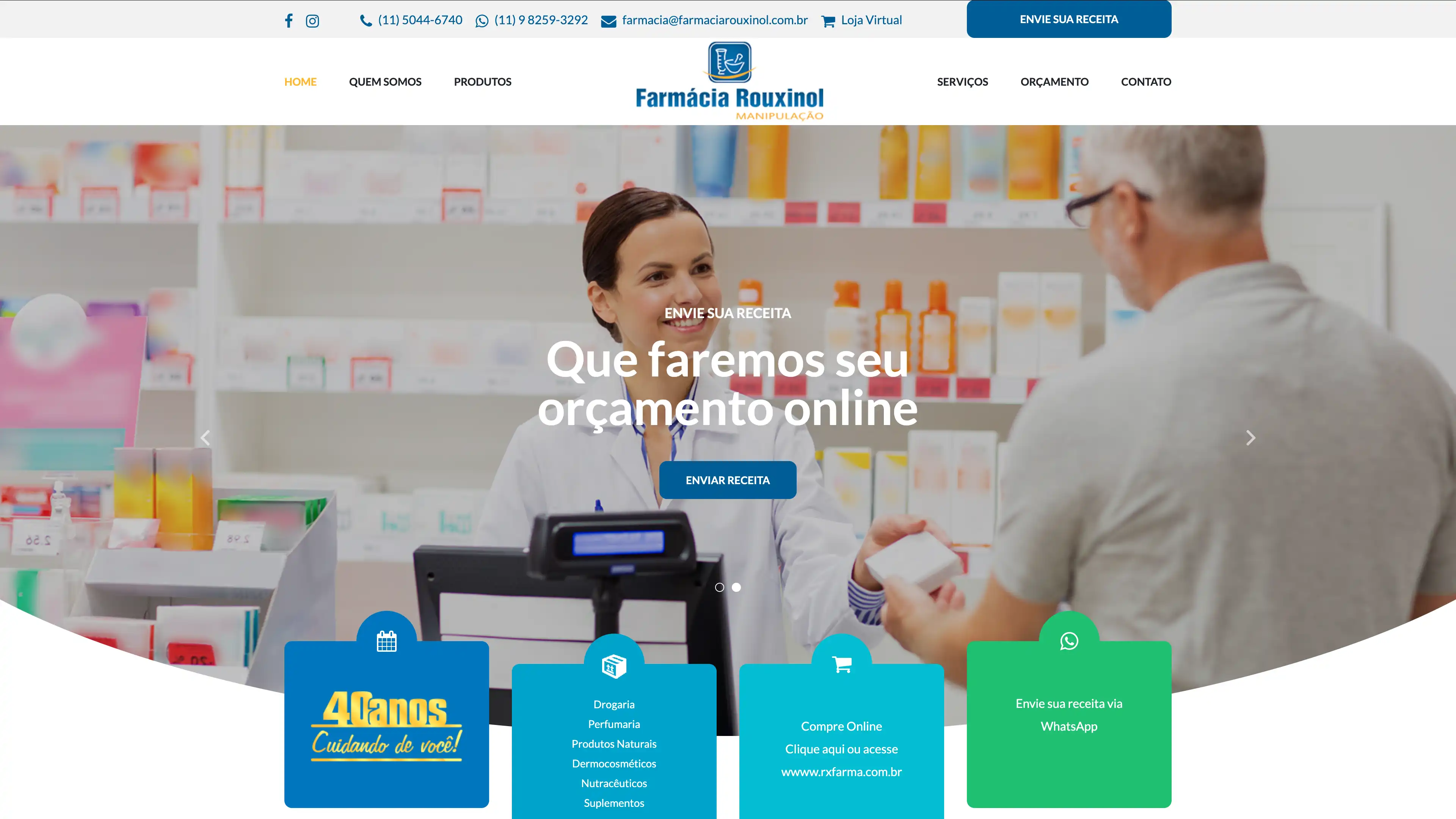 Site para farmácia - Farmácia Rouxinol