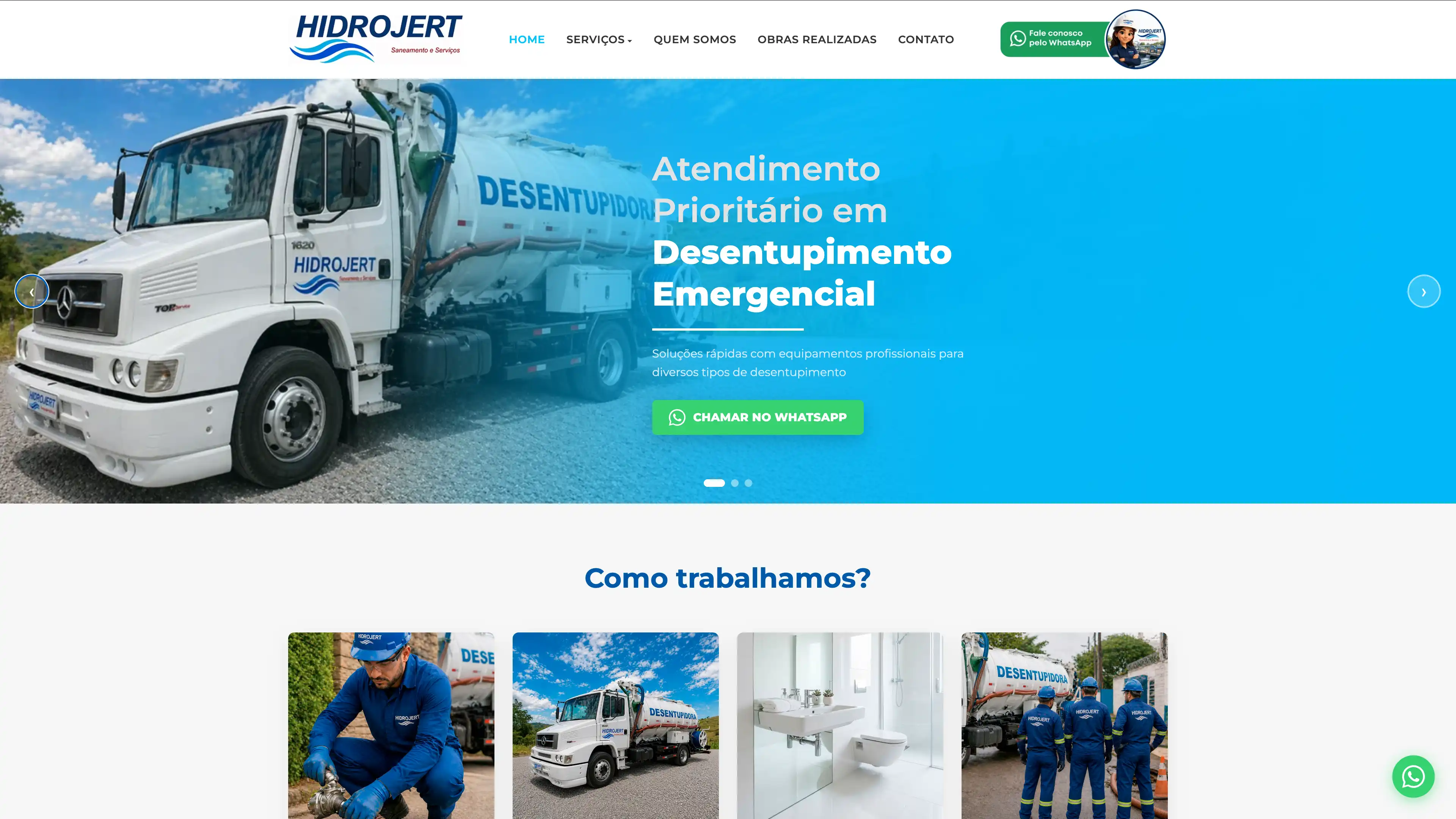 Site para desentupidora - Hidrojert