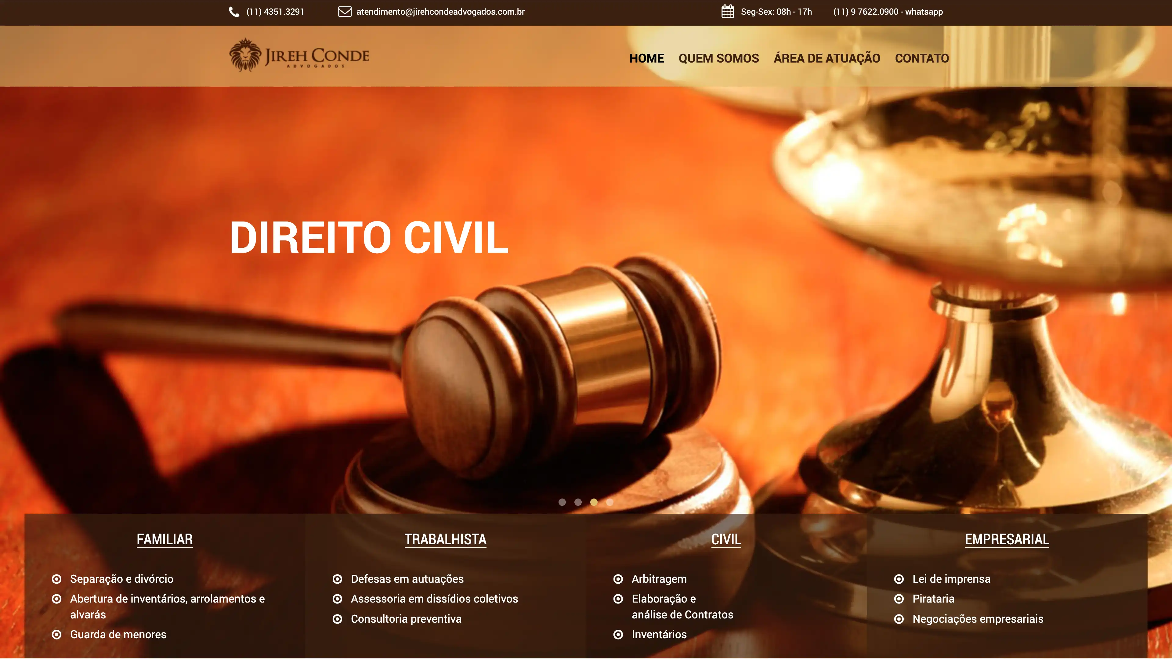 Site para escritório de advocacia - Jireh Conde Advogados